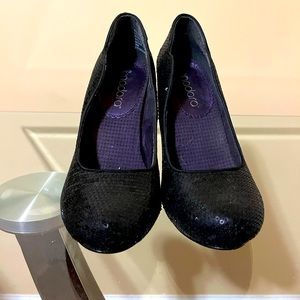 Nadara Black Sequined Heels